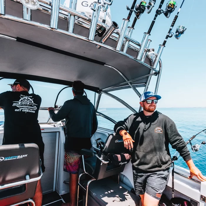 Mates enjoying glass of in their Northbank 600C | Cuddy Cabin | Fishing Boat | Fibreglass Fishing Boat