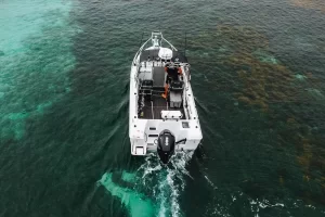top down drone shot of the 600C in the water | Cuddy Cabin | Fishing Boat | Fibreglass Fishing Boat