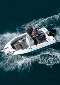 Top down shot of a Northbank Outcast 520CC cruising in the blue ocean | Fibreglass Fishing Boat | Centre Console | Fishing Boat | Centre Console Fishing Boat | Northbank Boats