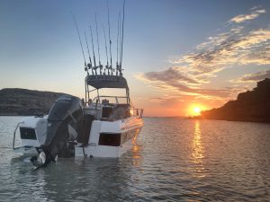650WA sitting at rest as the sun sets | Walk Around Fishing Boat