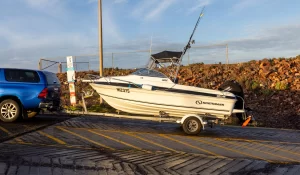 500C on trailer at boat ramp | Fibreglass Fishing Boat | Offshore Fishing Boat | Family Fishing Boat | 500C