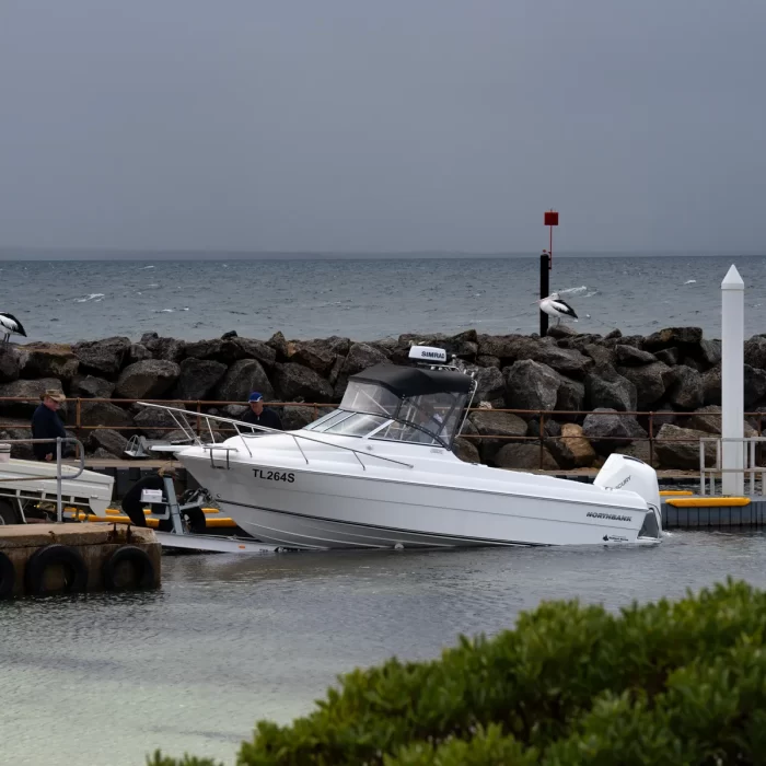 Northbank 650C at boat ramp on an Easytow Trailer | 650C | Cuddy Cabin | Offshore Fishing Boat | Fibreglass Fishing Boat