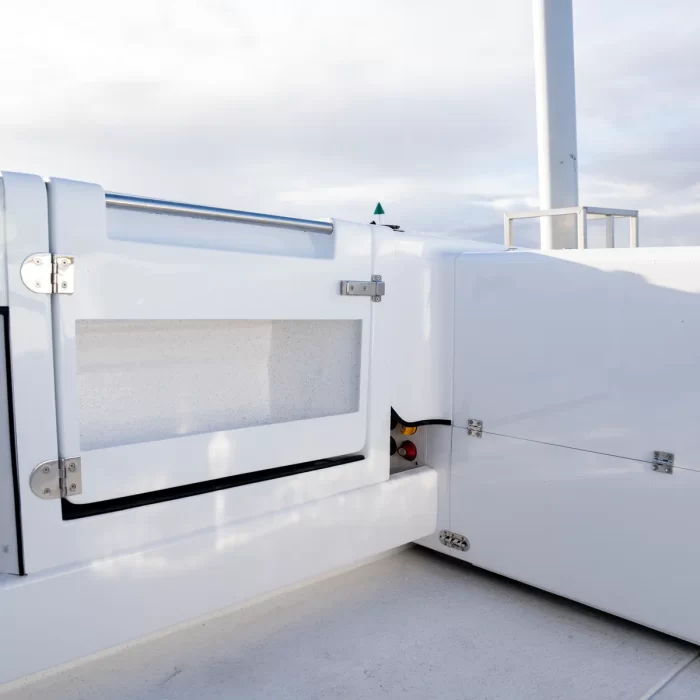 Northbank 650C Port Side Dive Door Interior | 650C | Cuddy Cabin | Offshore Fishing Boat | Fibreglass Fishing Boat