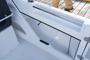 Northbank 650C side pockets with step | 650C | Cuddy Cabin | Offshore Fishing Boat | Fibreglass Fishing Boat